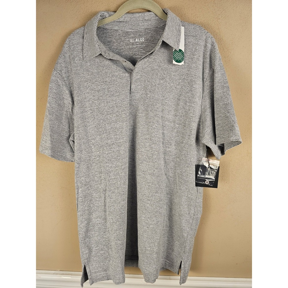 NWT 01.Algo Light Gray Arrieta Microstripe Performance Polo Golf Shirt Large